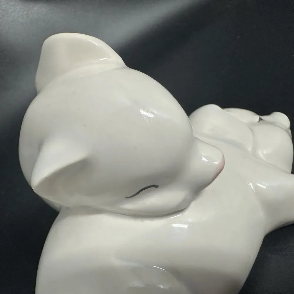 VTG USA Fine Porcelain Pig Figurine 6.25” Resting Pigs Mid Century Decor